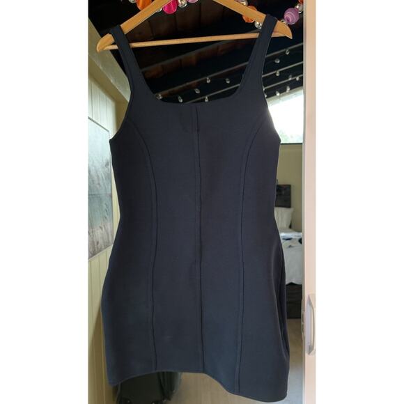 Aritzia Babaton Sculpt Knit Ribbed Mini Dress Size Large In Monarch Teal Bodycon - Picture 4 of 11